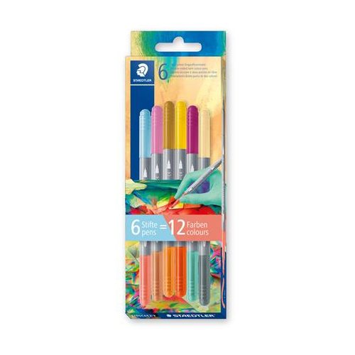 Rostirón készlet, 1/3 mm, kétvégű, kimosható, STAEDTLER® "3280", Multiverzum 2, 6 különböző szín