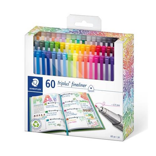 Tűfilc készlet, 0,3 mm, STAEDTLER "Triplus 334" 60 különböző szín