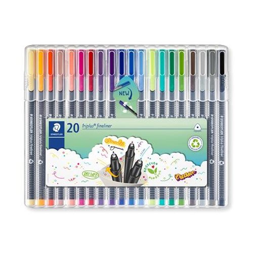 Tűfilc készlet, 0,3 mm, STAEDTLER "Triplus 334", 20 különböző szín