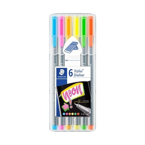 Tűfilc készlet, 0,3 mm, STAEDTLER "Triplus 334", 6 neon szín