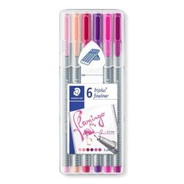   Tűfilc készlet, 0,3 mm, STAEDTLER "Triplus 334", 6 flamingo szín