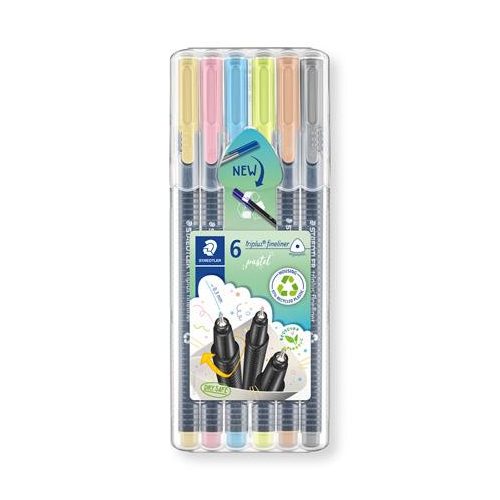 Tűfilc készlet, 0,3 mm, STAEDTLER "Triplus® 334", 6 különböző pasztell szín