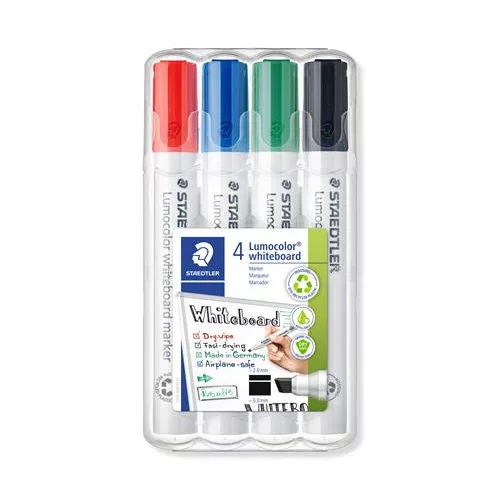 Táblamarker készlet, 2-5 mm, vágott, STAEDTLER "Lumocolor® 351 B", 4 különböző szín