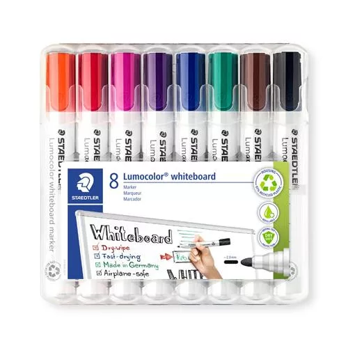 Táblamarker készlet, 2 mm, kúpos, STAEDTLER "Lumocolor® 351", 8 különböző szín