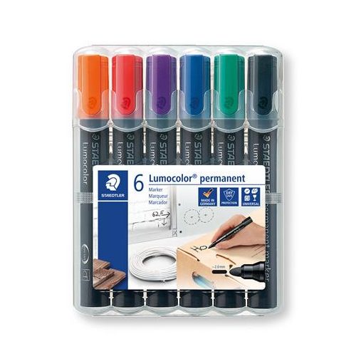 Alkoholos marker készlet, 2 mm, kúpos, STAEDTLER "Lumocolor® 352", 6 különböző szín