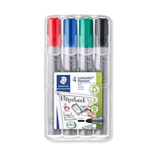 Flipchart marker, 2 mm, kúpos, STAEDTLER "Lumocolor 356", 4 különböző szín