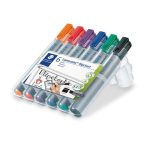 Flipchart marker készlet, 2 mm, kúpos, STAEDTLER "Lumocolor 356", 6 különböző szín