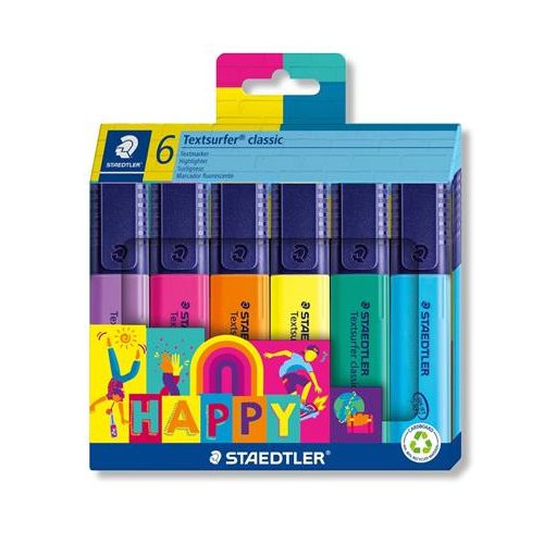 Szövegkiemelő készlet, 1-5 mm, STAEDTLER "Textsurfer® classic 364 C Happy", 6 különböző szín