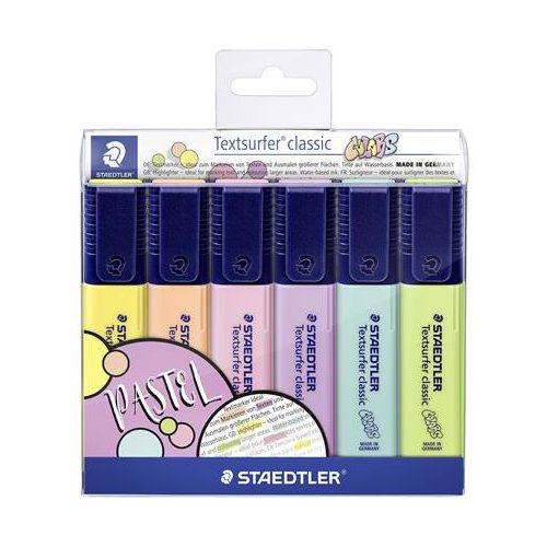 Szövegkiemelő készlet, 1-5 mm, STAEDTLER "Textsurfer Classic Pastel 364 C", 6 különböző szín