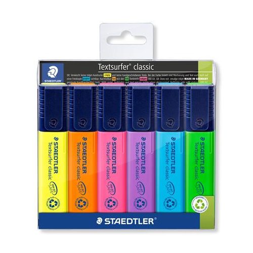 Szövegkiemelő készlet, 1-5 mm, STAEDTLER "Textsurfer Classic 364", 6 különböző szín