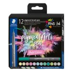 Ecsetirón készlet, STAEDTLER "Pigment brush 371", 12 különböző pasztell szín