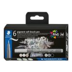Ecsetirón készlet, STAEDTLER "Pigment 372", 6 különböző fekete és szürke árnyalat