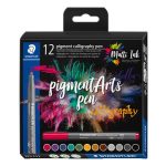 Kalligrafikus rostirón készlet, 2 mm, STAEDTLER "Pigment 375", 12 különböző szín