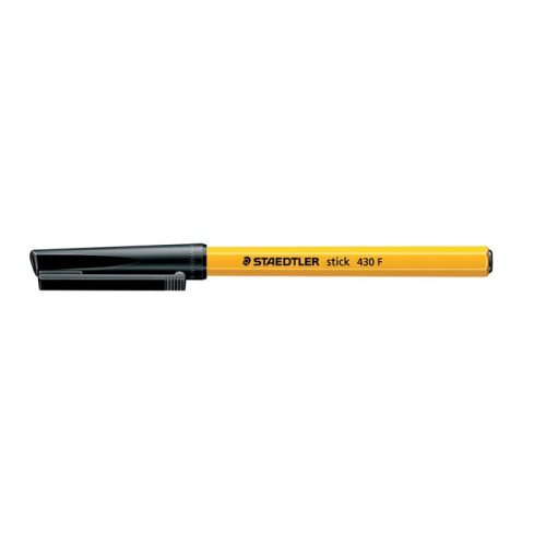 Golyóstoll, 0,3 mm, kupakos, STAEDTLER "Stick 430 F", fekete