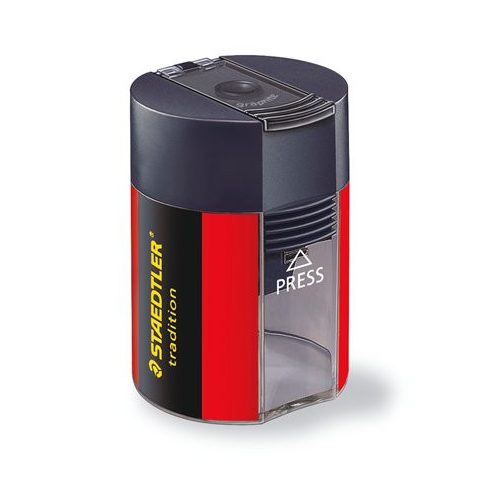 Hegyező, egylyukú, tartályos, STAEDTLER "511", fekete-piros