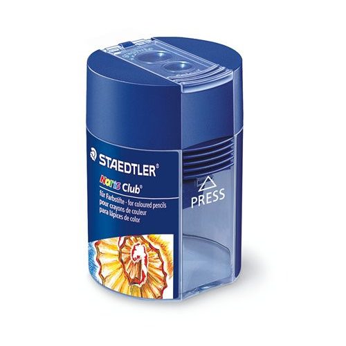 Hegyező, kétlyukú, tartályos, STAEDTLER "Noris 512 F", kék