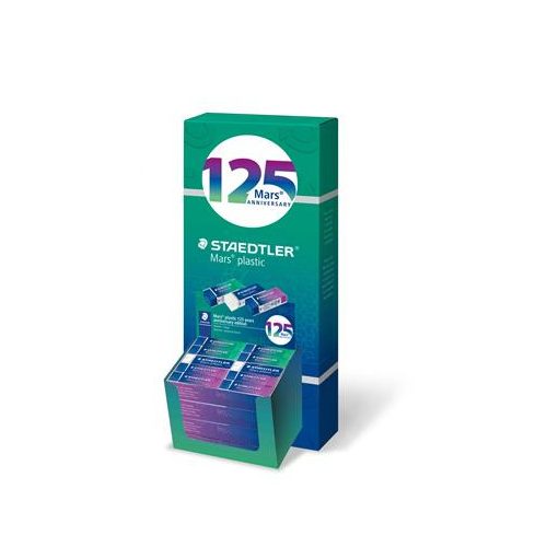 Radír display, STAEDTLER "Mars® Plastic 526, 125 years", kék-zöld-lila