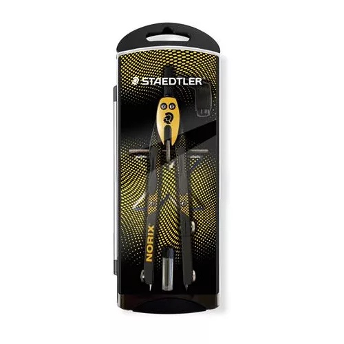 Körző készlet, precíziós, 3 darabos, STAEDTLER "Norix® 555", sárga