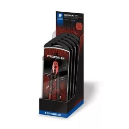   Körző készlet, precíziós, 3 darabos, STAEDTLER "Norix® 555", piros