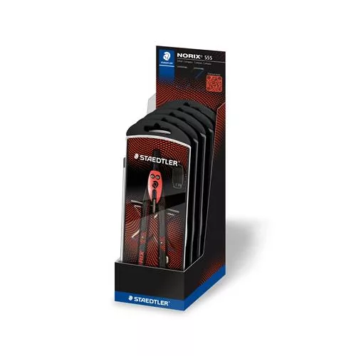 Körző készlet, precíziós, 3 darabos, STAEDTLER "Norix® 555", piros