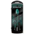 Körző készlet, precíziós, 3 darabos, STAEDTLER "Norix® 555", zöld