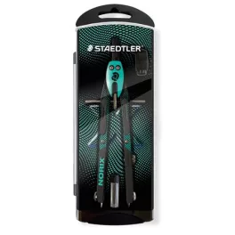   Körző készlet, precíziós, 3 darabos, STAEDTLER "Norix® 555", zöld