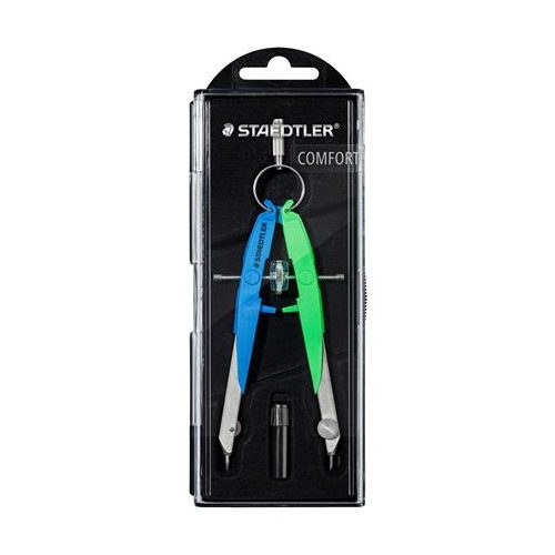 Körző készlet, precíziós, 2 darabos, STAEDTLER "Mars Comfort 556", neon kék/zöld