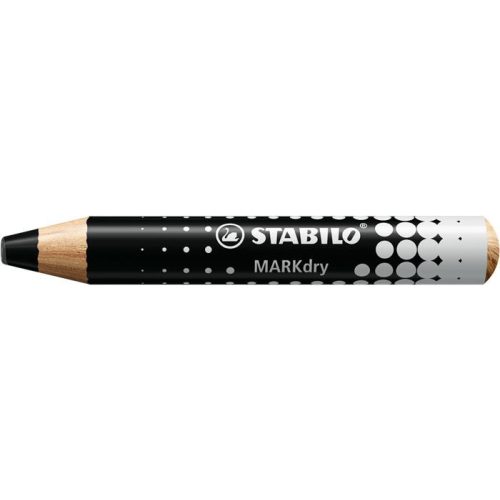 Táblaceruza fehértáblához, flipchartpapírhoz, kúpos, STABILO "MARKdry", fekete