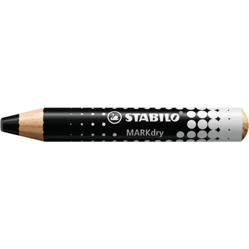 Táblaceruza fehértáblához, flipchartpapírhoz, kúpos, STABILO "MARKdry", fekete