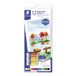   Akvarell festék, tubusos, STAEDTLER "8880", 12 különböző szín