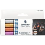 Metálfényű marker készlet, 2 mm, SCHNEIDER "Paint-It 011", 4 különböző szín