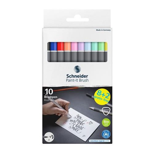 Ecsetirón készlet, hajlékony heggyel, SCHNEIDER "Paint-It 070", 10 különböző szín