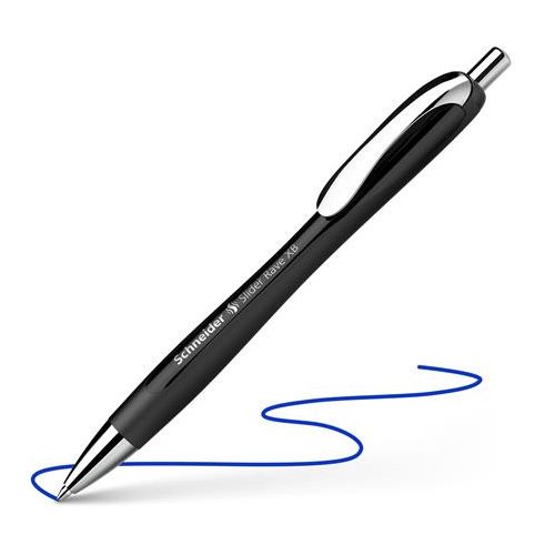 Golyóstoll, 0,7 mm, nyomógombos, SCHNEIDER "Slider Rave XB", fekete, kék