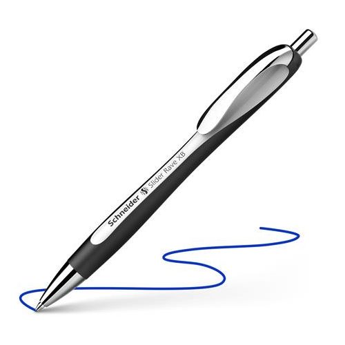 Golyóstoll, 0,7 mm, nyomógombos, SCHNEIDER "Slider Rave XB", fekete-fehér, kék