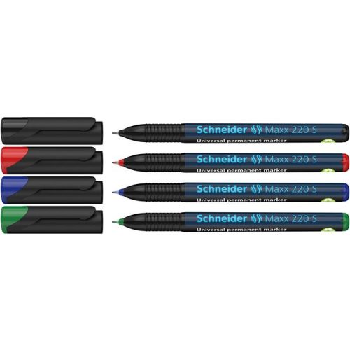 Alkoholos marker készlet, OHP, 0,4 mm, SCHNEIDER "Maxx 220 S", 4 különböző szín
