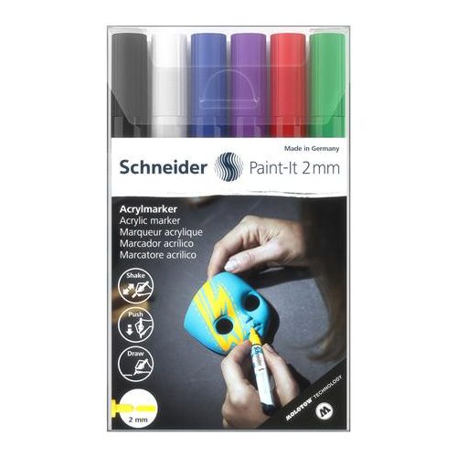 Dekormarker készlet, akril, 2 mm, SCHNEIDER "Paint-It 310", 6 különböző szín