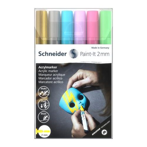 Dekormarker készlet, akril, 2 mm, SCHNEIDER "Paint-It 310", 6 különböző szín