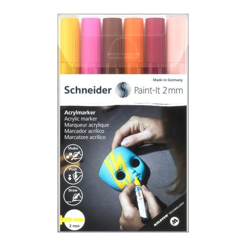 Dekormarker készlet, akril, 2 mm, SCHNEIDER "Paint-It 310", 6 különböző szín