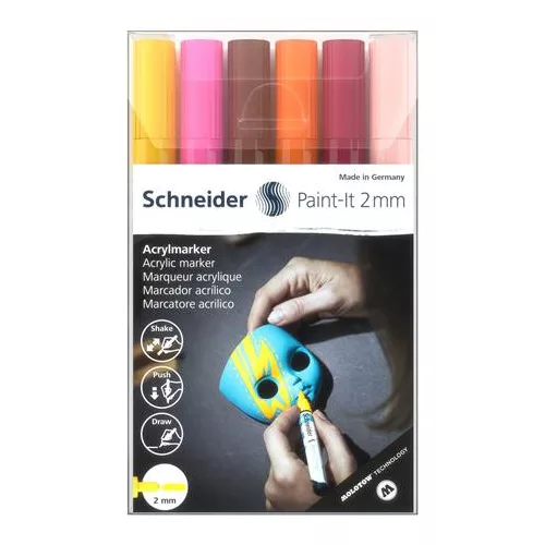 Dekormarker készlet, akril, 2 mm, SCHNEIDER "Paint-It 310", 6 különböző szín