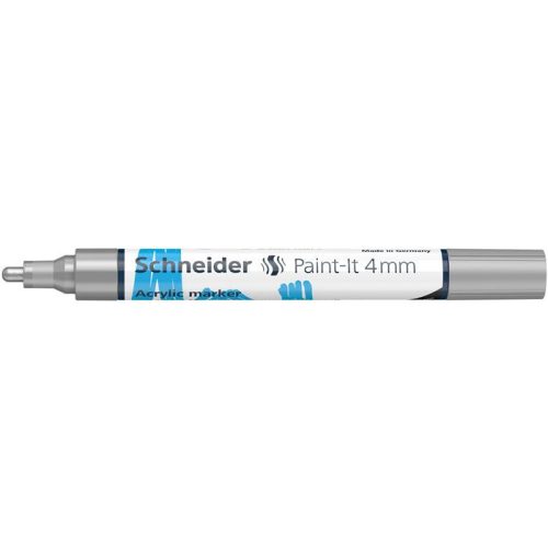 Dekormarker, akril, 4 mm, SCHNEIDER "Paint-It 320", ezüst