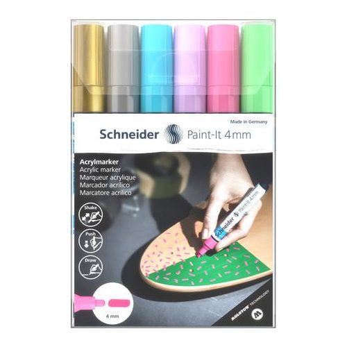 Dekormarker készlet, akril, 4 mm, SCHNEIDER "Paint-It 320", 6 különböző szín