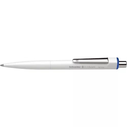 Golyóstoll, 0,5 mm, nyomógombos, SCHNEIDER "K3 Biosafe", kék