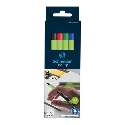 Tűfilc készlet, 0,4 mm, SCHNEIDER "Line-Up", 4 különböző szín