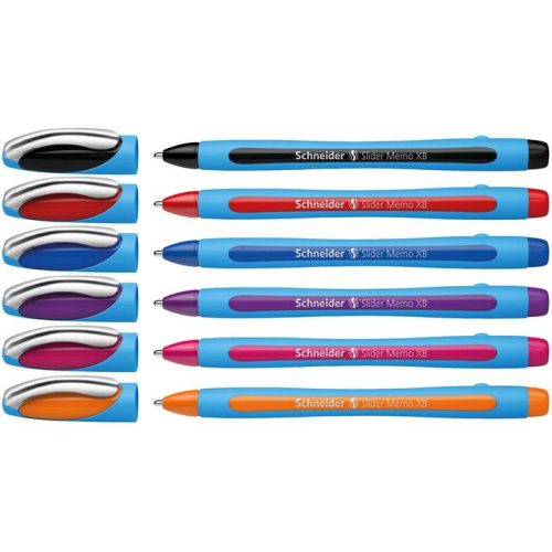 Golyóstoll készlet, 0,7 mm, kupakos, SCHNEIDER "Slider Memo XB", vegyes színek