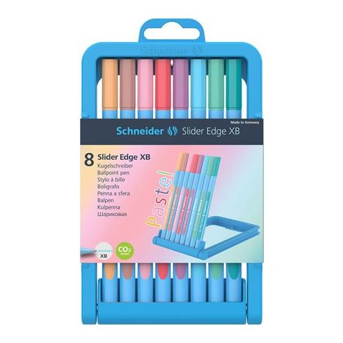 Golyóstoll készlet, 0,7 mm, kupakos, SCHNEIDER "Slider Edge XB Pastel", 8 különböző pasztell szín
