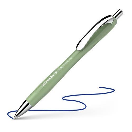 Golyóstoll, 0,7 mm, nyomógombos, SCHNEIDER "Slider Rave XB", organikus zöld