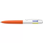 Golyóstoll, 0,5 mm, nyomógombos, négyszínű, SCHNEIDER "Take 4 Neon", narancs-fehér