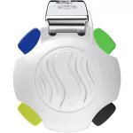 Golyóstoll, 0,5 mm, nyomógombos, négyszínű, SCHNEIDER "Take 4 Neon", sárga-fehér