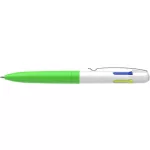 Golyóstoll, 0,5 mm, nyomógombos, négyszínű, SCHNEIDER "Take 4 Neon", zöld-fehér