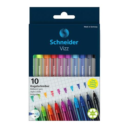 Golyóstoll készlet, 0,5 mm, kupakos, SCHNEIDER "Vizz", vegyes színek